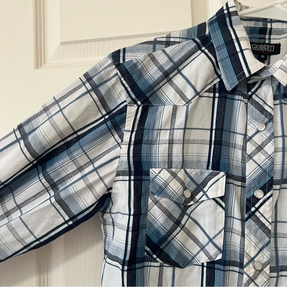 Gioberti Western Pearl Snap Plaid Button Down Shirt Size 16